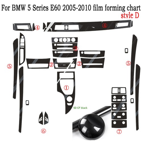 For BMW 5 Series E60 2005-2010 5D Carbon Fiber Pattern Interior DIY Trim Decals - Picture 20 of 20