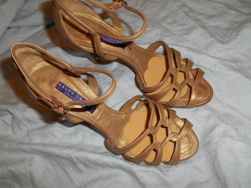 RALPH LAUREN COLLECTION PURPLE LABEL STRAP PUMP SHOES SIZE 5.5 B SUPERB ITALY!