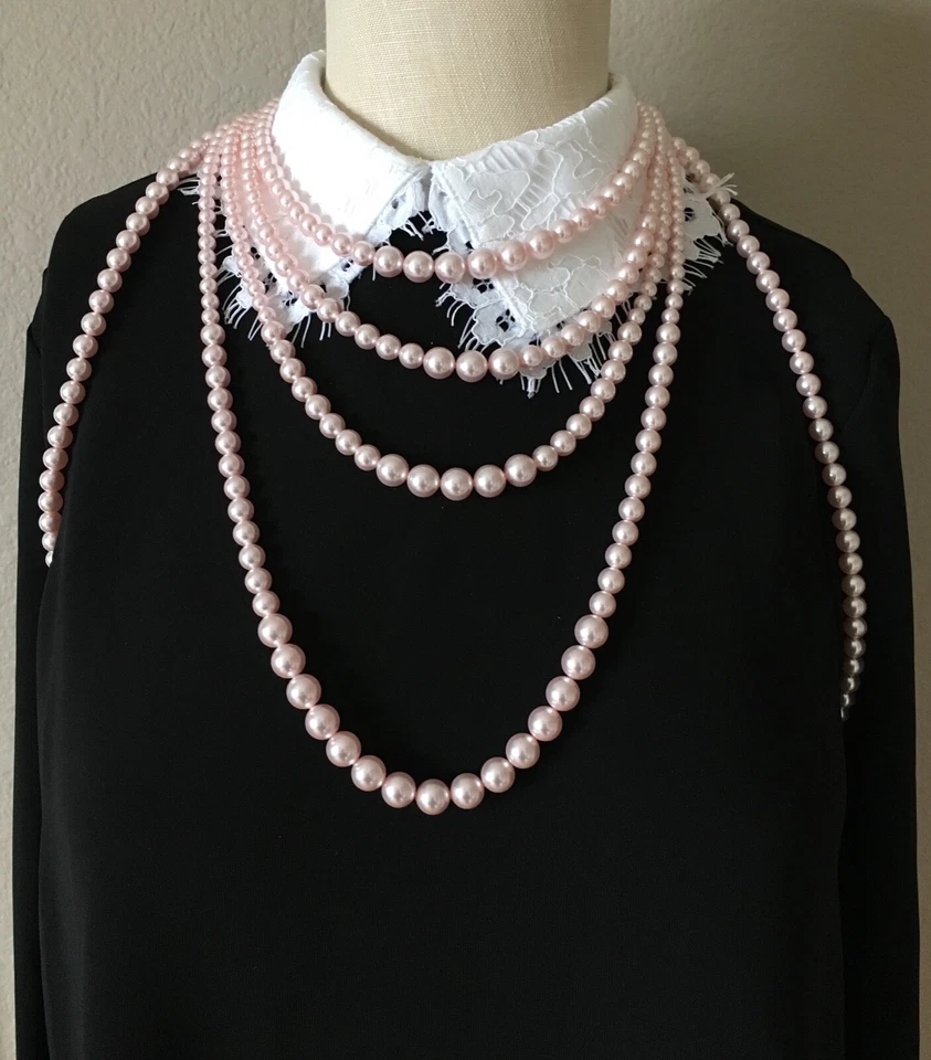 Nuevo y en Caja Auténtico CHANEL Pasarela Rosa Vidrio Perla Body Multicapa Collar