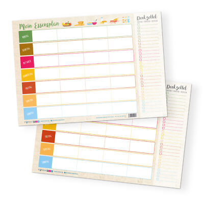 itenga Essensplaner Menüplaner Wochenplan abwischbar DIN A4 FoodPlanner