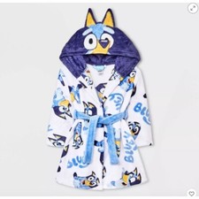 Target Toddler Bluey Cosplay Hooded Plush Robe Belted White Szs 2T-3T/ 4T-5T