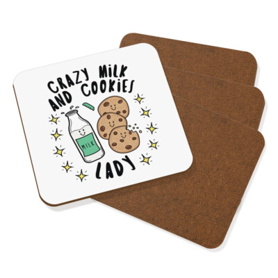 Crazy Milk And Cookies Lady Stars Untersetzer Getränke Matte 4er Set Lustig Schokolade