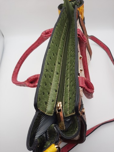 LE MIEL Faux Crocodile Pattern Purse Colorful Block NWT Top Handle & Strap - Picture 9 of 21