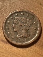 1851 Braided Hair Large Cent - As Shown! (#0059)