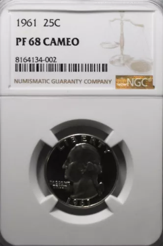 1961 25c Washington Proof Silver Quarter Dollar NGC PF68 Cameo