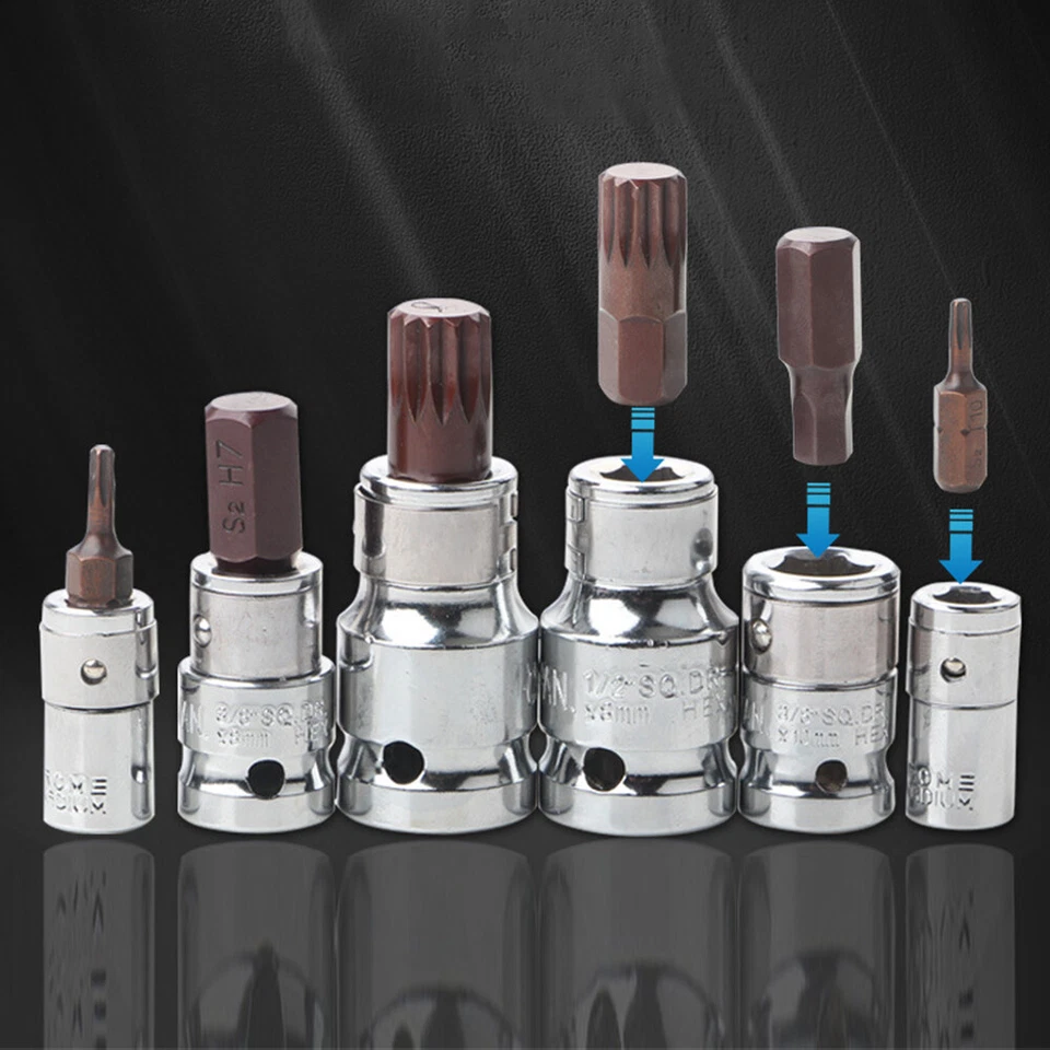 1/4" Square Hole to 1/4" 6.3mm Hex Screwdriver Bits Adapter Converter Socket Bi↔ - Image 4 of 4