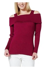 Nina Leonard Women's Foldover Pullover Sweater Sangria