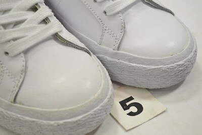 nike sb blazer zoom low white & obsidian leather skate shoes