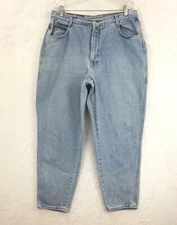 Gitano / Vintage High Waist Tapered Leg MOM Light Wash Denim Jeans / 18 Short
