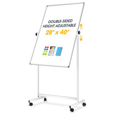 Walglass Rolling Whiteboard On Wheels 28X40 Double-Sided Magnetic Dry Erase