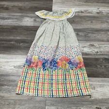 Vintage 70s Kate Greenaway Girls Size 6 Off-Shoulder Floral Boho Smocked Dress