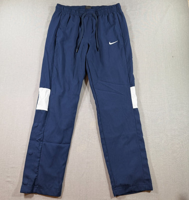 Nike Dry Warm Up Pants Womens Medium Blue Track Windbreaker Mesh Lined Ankle Zip