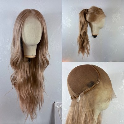 FULL Lace Daily wear WIG! Long curly Brown Wig with Highlights, Human Hair Blend