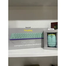 Compact Wireless Keyboard and Mouse Bluetooth 5.1 USB Receiver Green Purple