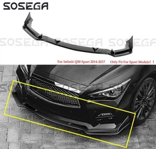 For Infiniti Q50 Sport 2014-2017 Gloss Black Front Bumper Splitter Spoiler Lip 