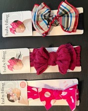 Baby Bling Soft Nylon Knot Bow Headband  Lot 3 Piece