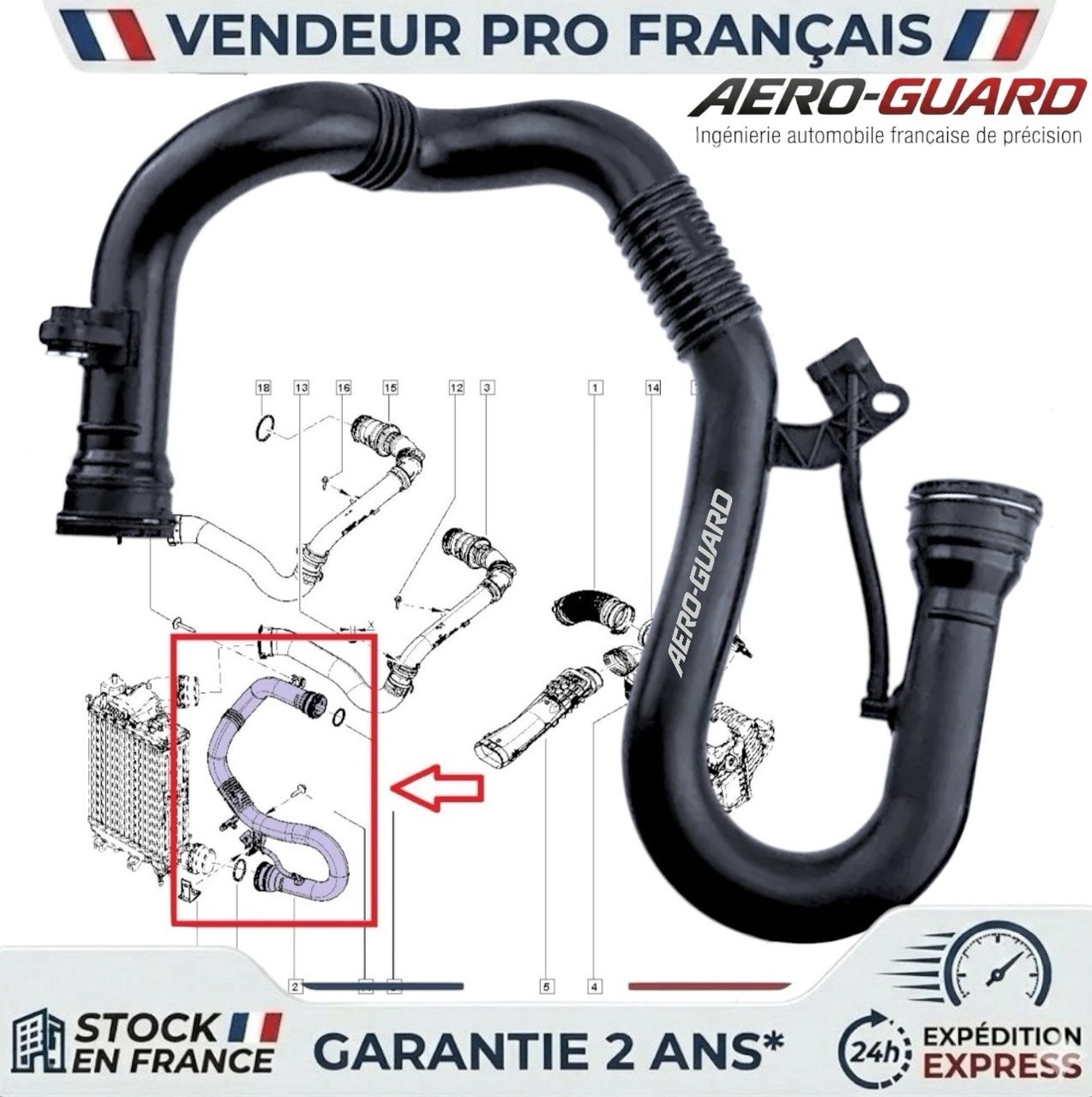 Durite Turbo Haute Résistance AERO 144602744R pour Renault Talisman dCi