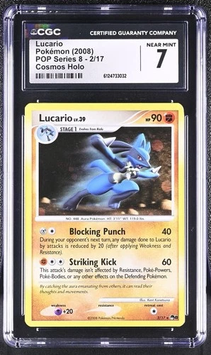Pokémon TCG Lucario Pop Series 8 Holo Card 2/17 CGC 7 2008 Cosmos Holo