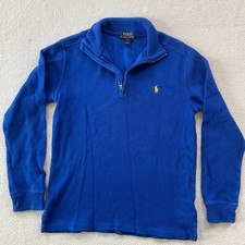 Polo Ralph Lauren Estate Rib Quarter Zip Pullover Kids Large 14-16 Blue Sweater
