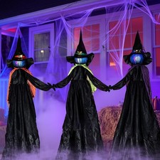 3 Pack 48" Halloween Witch Decorations Outdoor Halloween 3 Witches Yard Stakes