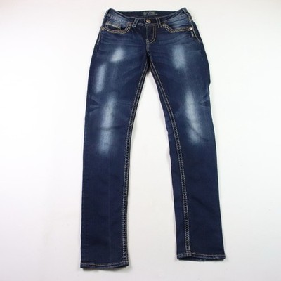 Silver Suki Jeans Skinny Womens 26/31 Blue Stretch Denim Heavy Stitching