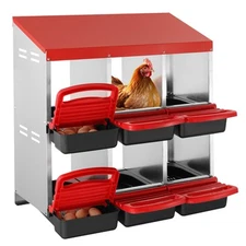 6-Compartment Chicken Nest Box Mental Box with Inclined Nesting Boxes