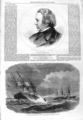 Alter antiker Druck 1866 William Harvey Laconia Schiff Rettung Amalia Biskaya 19.