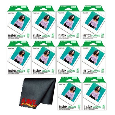 Fujifilm Instax Square Instant Film, 200 Exposures w/ Cleaning Cloth