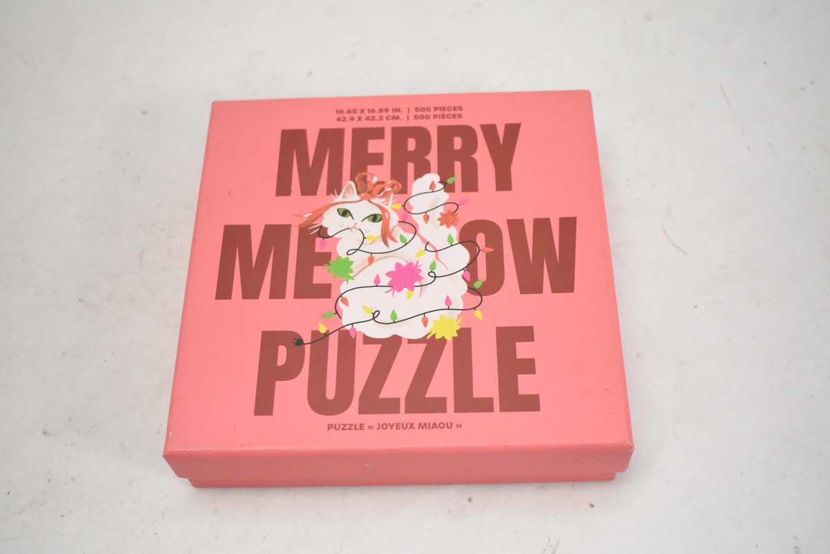 Anthropologie Merry Meow Cat Jigsaw Puzzle 500 Pieces Holiday