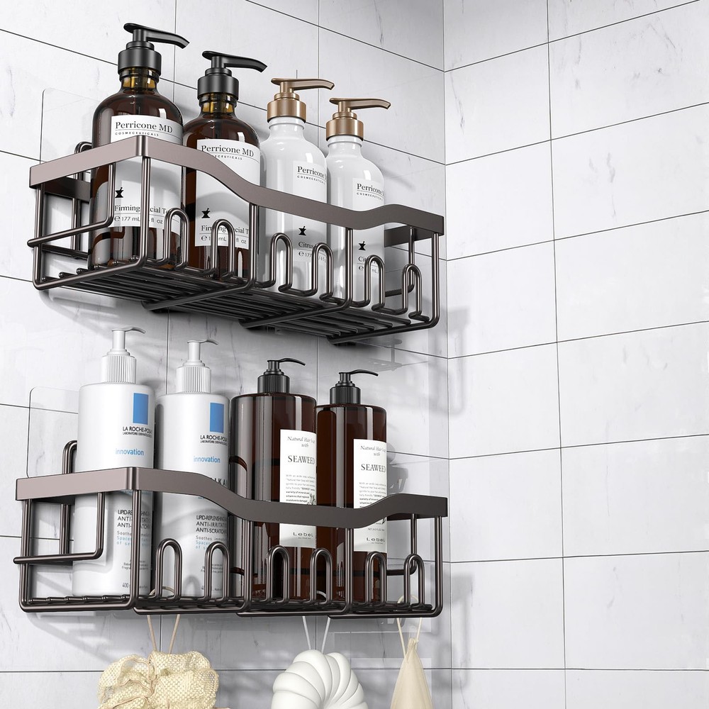 Shower Caddy 2 Pack,Adhesive Shower Organizer for Bathroom Storage&Home Decor...