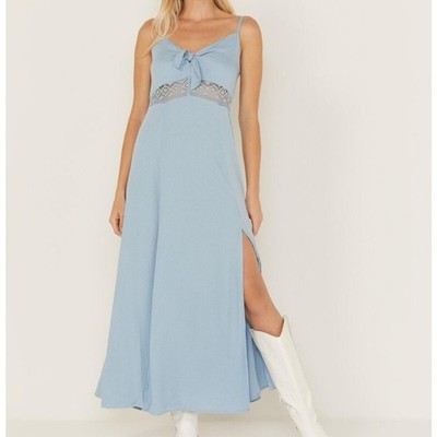 Idyllwind Blue Women's Wisteria Tie Front Sleeveless Maxi Dress Size S NWT  | eBay