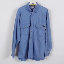 Workrite FR Shirt Mens Large 46 Blue Flame Resistant Twill Button Front Workwear
