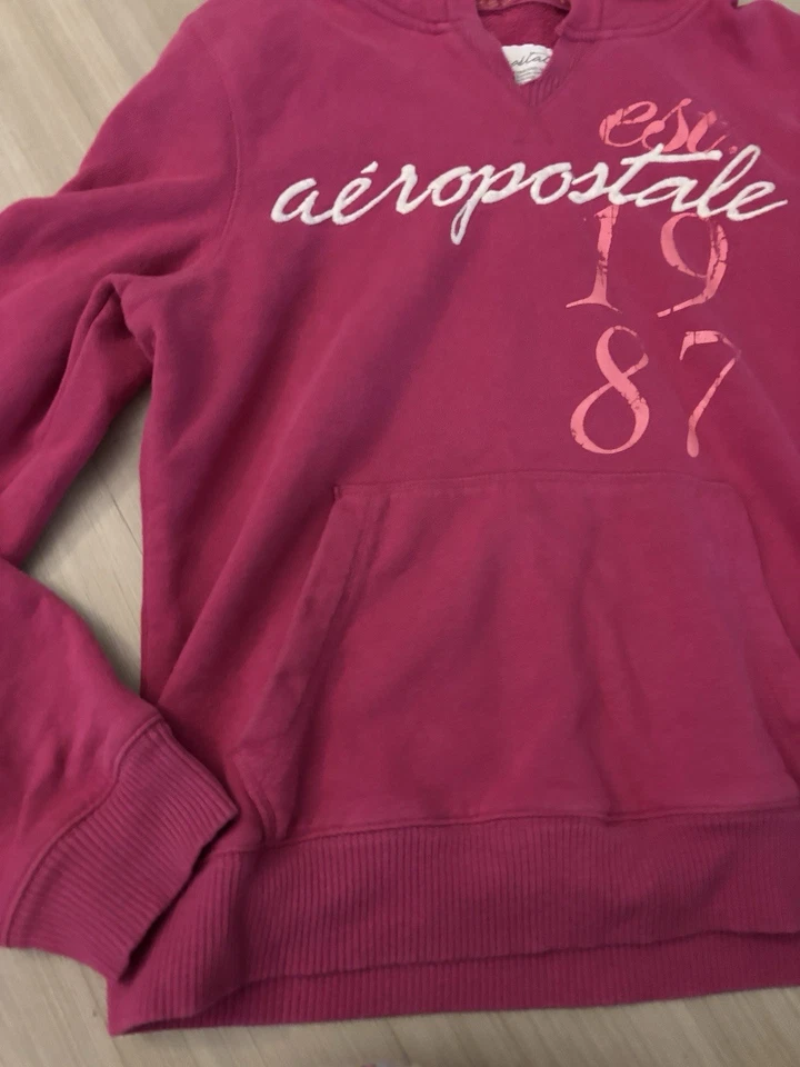 Aeropostale ярко розовый толстовка с капюшоном размер XL женщин V шеи Y2K пуловер толстовка милый - Изображение 2 из 3