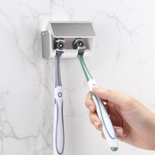 Toothbrush Holders Wall Mounted with Cover, Electric Tooth Brushed Silver