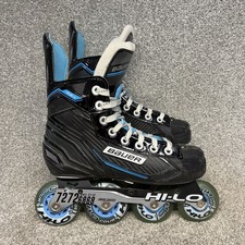Bauer RSX Senior Hockey Inline Skates Roller Blades Size 4R Black Blue Hi-Lo