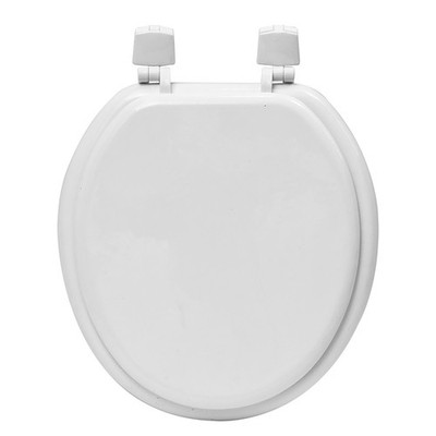 Round Molded Wood Toilet Seat Solid Colors Adjustable Hinges by Evideco