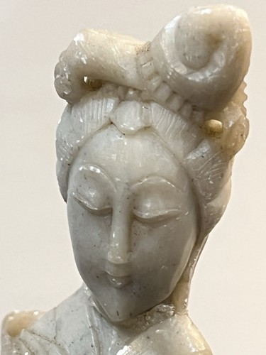 Vintage Chinese Soapstone Carvings Set Of 2 Women Figurines Asian Artisan - Picture 11 of 16
