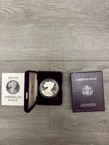 1987 US Proof Silver Eagle - 1 oz .999 Fine Silver Coin BOX & COA