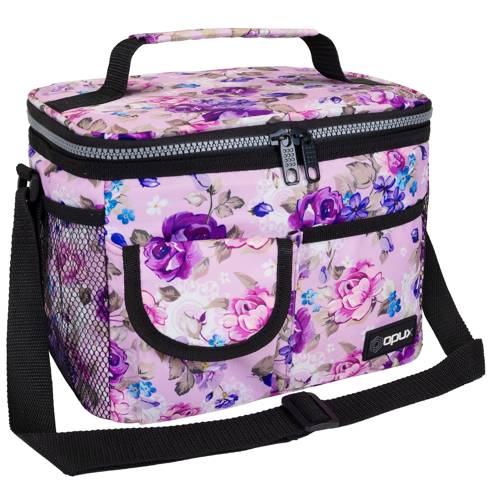 Insulated Lunch Bag for Men Women, Leakproof Floral Purple Lunch Box for Work...