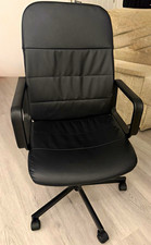 Black Faux Leather Executive Swivel Chair, Padded, Height Adjustable, Castors