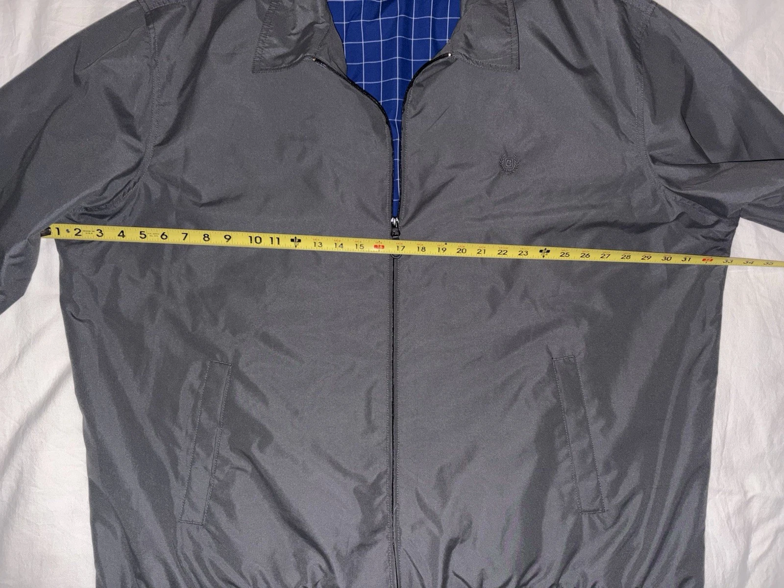 Chaps Ralph Lauren Harrington Jacket Grey 3XLT  Full Zip Golf Coat Plaid Line image 6
