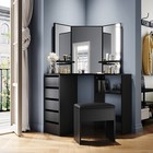Black Dressing Table Makeup Desk with Mirror 5 Drawers Stool Bedroom Vanity Set
