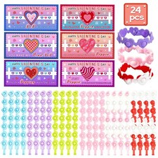 Hexagram Valentines Day Gifts for Kids 24pcs Valentines Cards with 24pcs Pop ...