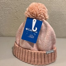 Columbia Unisex Beanie Sweater Weather Pompom One Size Peach NEW