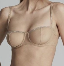 $287 I.D.Sarrieri Women's Brown Nuit Interdit Crystals Balconette Bra Size 32C