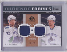 2011-12 SP GAME-USED AUTHENTIC FABRICS DUAL PATCHES 6/25 HENRIK & DANIEL SEDIN