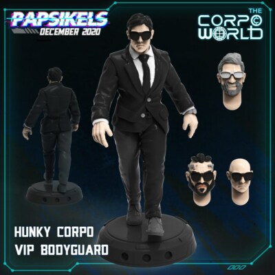 Hunky Corpo VIP Bodyguard - Cyberpunk 3D Printed Miniature by PAPSIKELS