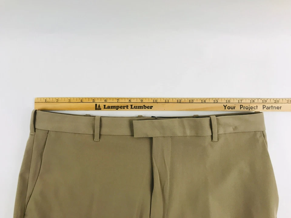 Pantalones de vestir flexibles Van Heusen para mujer talla 36x29 caqui pierna recta dobladillo a 28" Foto 4 de 4