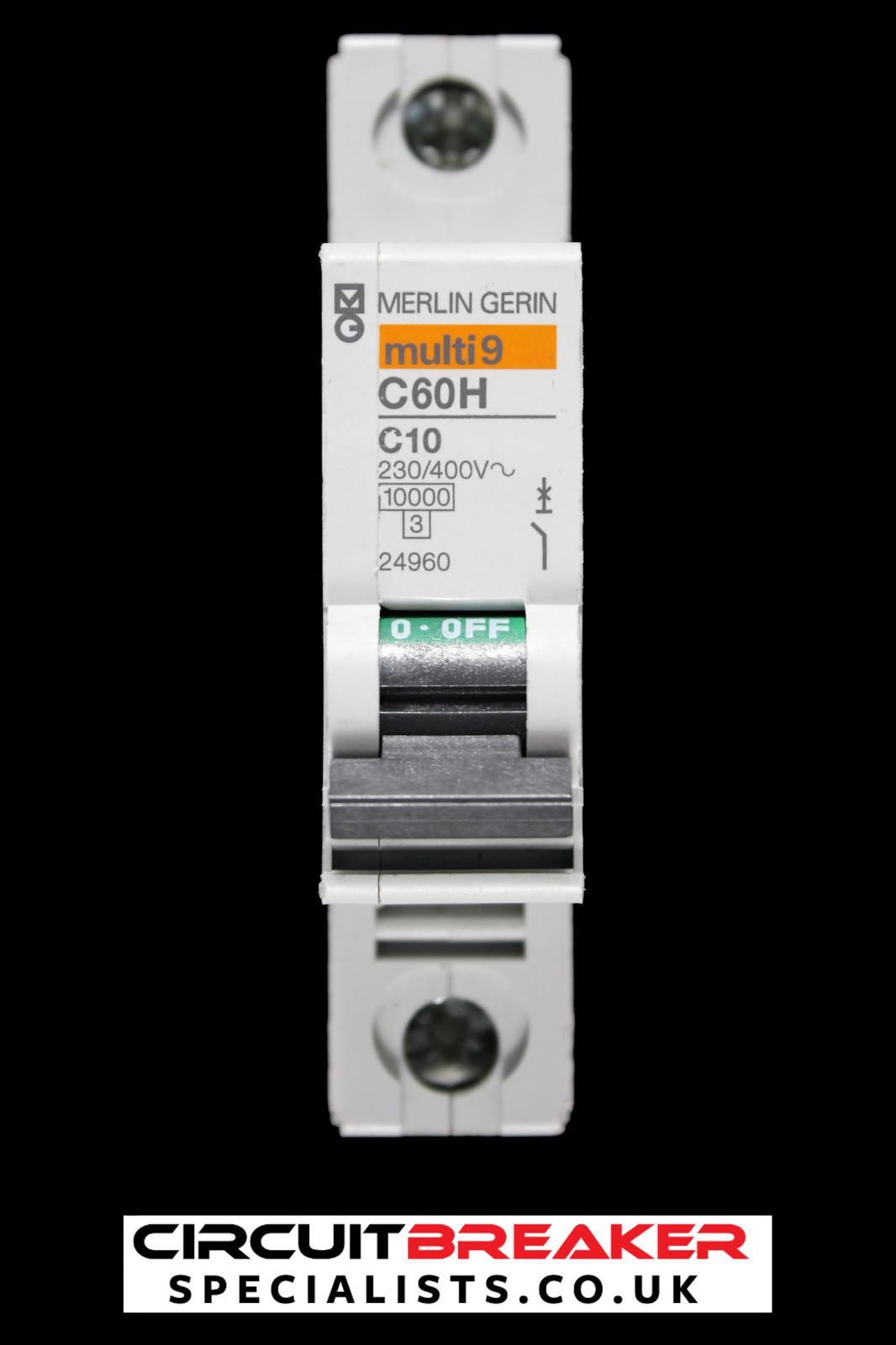 MERLIN GERIN 10 AMP CURVE C 10kA MCB CIRCUIT BREAKER C60H 24960 MULTI 9