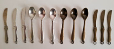 MINIATURE TOY SILVERWARE FLATWARE 6 SPOONS,6 KNIVES, EYED ENDS, UNBRANDED